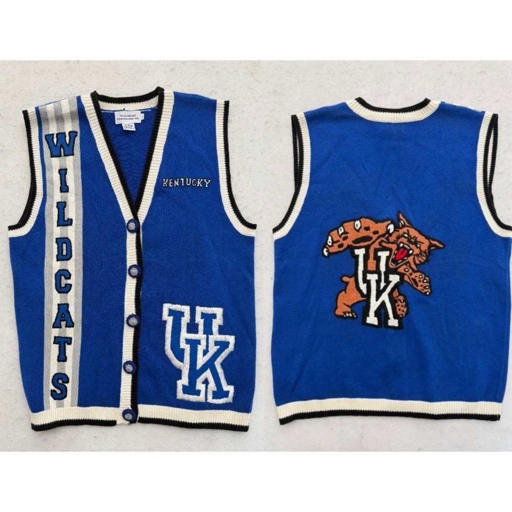 Vintage University Of Kentucky Wildcats Knit Sweater Vest Cardigan Womens L